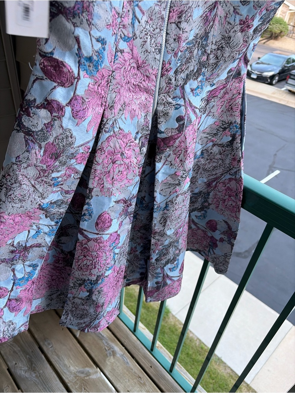 🆕💗🦋Tahari ASL Size 8 Blue Floral Brocade Fit & Flare Cocktail Dress Party Prom - Picture 10 of 17